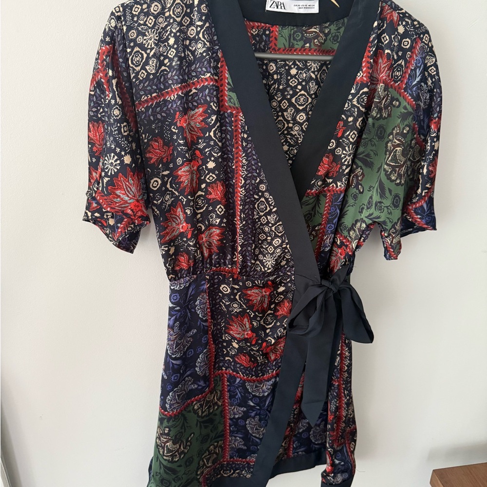 Zara Floral Patchwork Kimono Dress (xs)